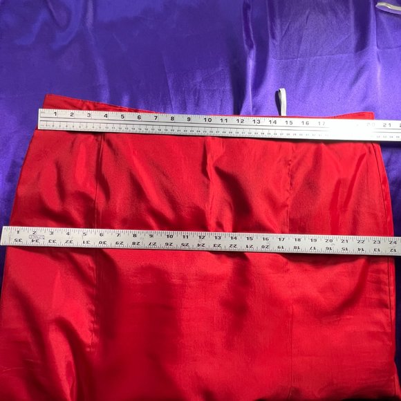 πFire Red Satin A-Line Viscose Blend Maxi Skirt - Picture 10 of 15